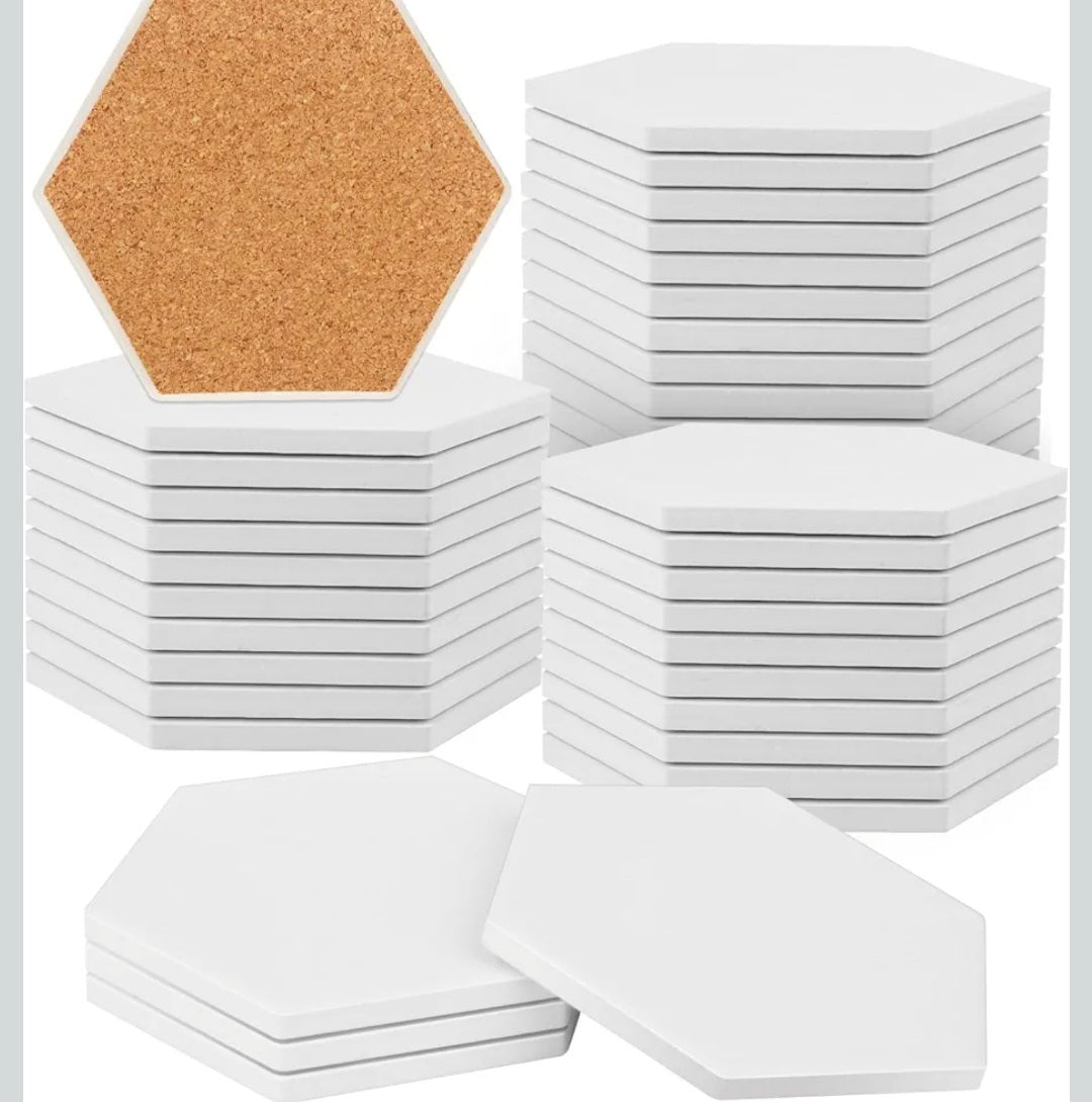 Custom Set of 4 Hexagon Coasters - 4x4