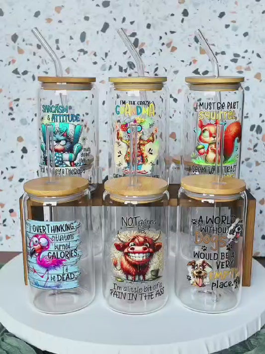 16oz Drinking Glasses with straw