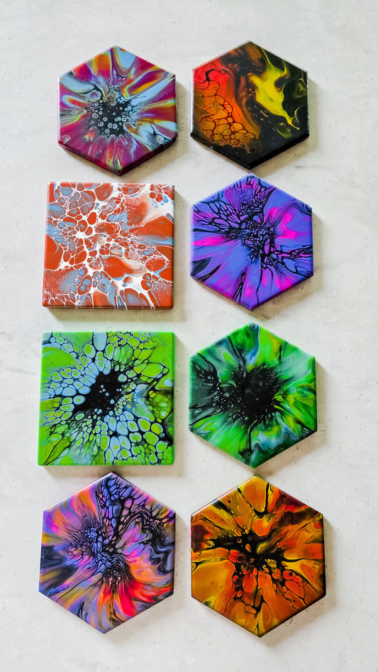 Custom Set of 4 Hexagon Coasters - 4x4